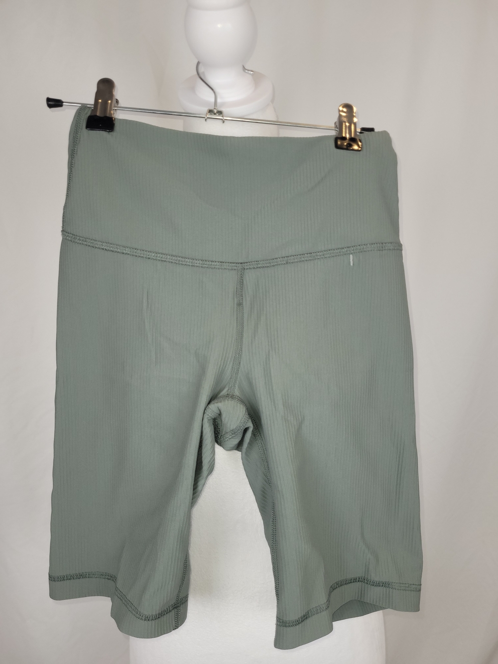90 Degree By Reflex Ribbed High-Waist Bike Shorts in Sage Green. NWOT